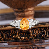 Luxury 4-Prong Pear-Shaped Citrine Wedding Ring
